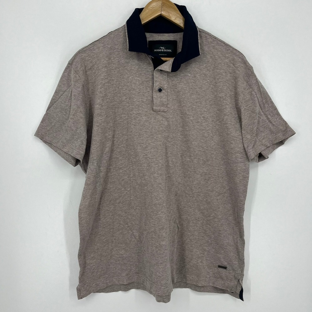 Rodd & Gunn Mens 2XL Sports Fit Polo Shirt Mauve Textured Knit Collared Cotton